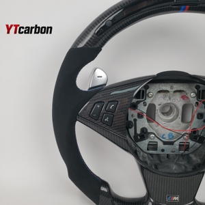<span class=keywords><strong>Volante</strong></span> YTcarbon para BM-W Serie 5 E60 <span class=keywords><strong>E61</strong></span> 535i M5, Personalizado, de Fibra de Carbono Real Italiana con Palanca de Cambios LED - Product Image 3