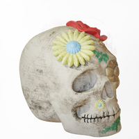 Ornement floral coloré mexicain en résine fait sur mesure pour la Journée des Morts, décoration d'Halloween pour la maison, vente chaude en Chine