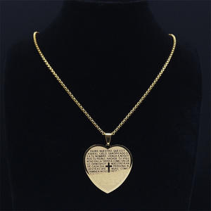 Collar con Cruz y Corazón con Proyección <span class=keywords><strong>de</strong></span> Versículos Bíblicos Católicos, Joyería Religiosa Española <span class=keywords><strong>de</strong></span> Acero Inoxidable - Product Image 5