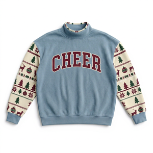 Cheer <b>Christmas</b> Pattern <b>Sweatshirt</b> <b>Women's</b> Turtleneck Long Sleeve Knitted Cotton Winter Casual Pullover Top - Product Image 1
