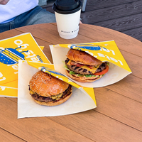 Sac en papier personnalisé, écologique, biodégradable, à double ouverture, résistant à l'huile et à la graisse, pour pain, gaufres, hamburgers et sandwichs