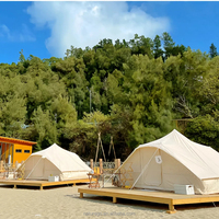 Tente familiale de 4m en tissu de coton imperméable pour le glamping chez l'habitant Tente de yourte élégante pour un extérieur confortable