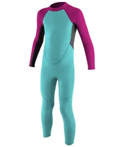 Traje de baño largo de neopreno térmico para niños, bañador de cuerpo completo de 2,5mm, con cremallera trasera, para buceo, natación y surfear