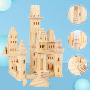 Giocattolo educativo, Kit di blocchi di castello in legno da 75 pezzi, cavalieri e principesse medievali per bambini e ragazzi - Product Image 3