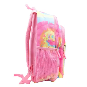 RTS sorridente per il viso Tie-dye serie zaino per studenti astuccio per il pranzo astuccio per bambini con stampa di lettere Fantasy