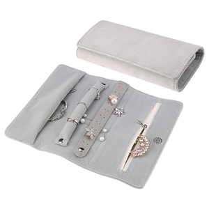 Brown Red Luxury Custom logo Portable Pu Leather <strong>Jewellery</strong> Pouch Wholesale Velvet Jewel <strong>Organiser</strong> <strong>Travel</strong> Jewelry case Roll - Product Image 3