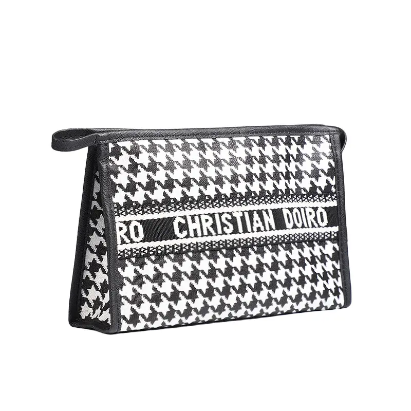 New design houndstooth PU leather Waterproof Portable Wash Handbag Women Makeup Bag Girls Cosmetic Pouch Travel Storage Bag