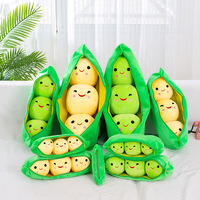 Vente en gros de jouets en peluche drôles de pois oreillers en peluche jouets en peluche mignons de gousse de pois