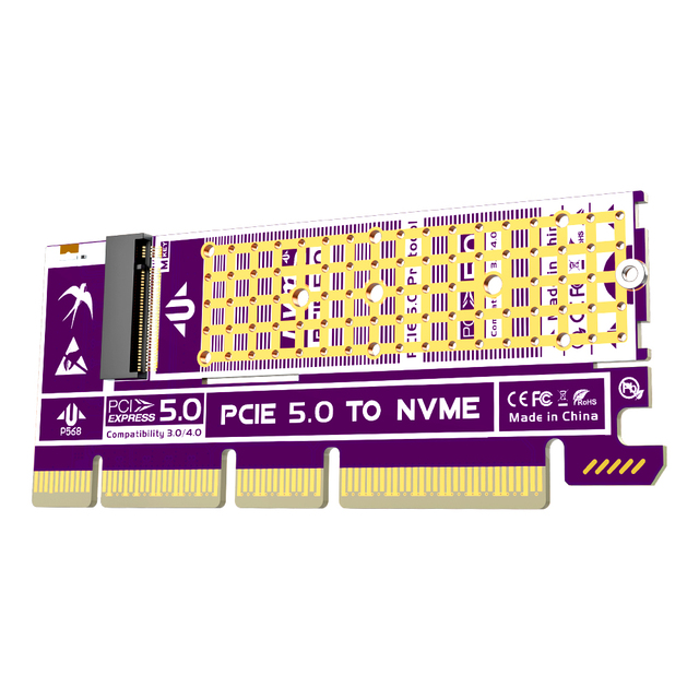 JEYI PCIe 5.0 Adapter NVMe M.2 SSD Expander Card 128Gbps Support 2230/42/60/80 SSD Support PCIE X4/X8/X16 Compatible PCIe 4.0
