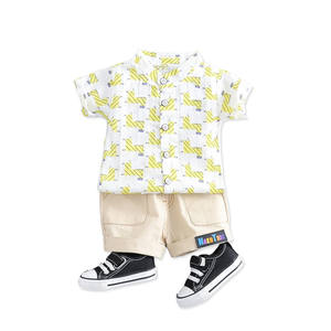 US Clothing Imports <b>Boys</b> Sports Set Clothing Push <b>up</b> Pants and Bamboo <b>Boy</b> Applique T Shirt Children - Product Image 1