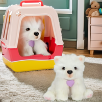 Bigsmartfish LLP Peluche interactive Chiot Samoyède Luna - Réagit aux caresses, plus de 60 sons, fourrure douce, pattes lestées, rembourrage en coton PP