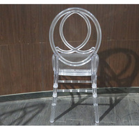 Foshan usine directe en stock hôtel amovible chaise en plastique acrylique mariage dossier en cristal