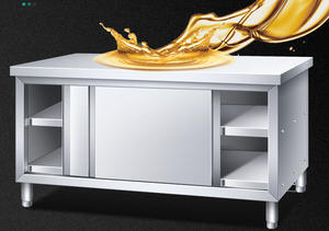 Mesa de trabajo de cocina de acero inoxidable, armario, mesa de cocina - Product Image 3