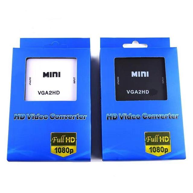 With Audio Power Supply Mini White Box Series VGA to HDTV Digital signal Converter for Computer