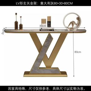 70.9 inch thêm dài sofa tableblack và vàng giao diện điều khiển Bảng với Faux đá cẩm thạch bàn hiện đại dài lối vào bảng với khung vàng - Product Image 4