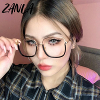 2023 nouvelle mode Anti-lumière bleue carré lunettes pour femmes Vintage surdimensionné alliage or clair ordinateur myopie lunettes cadres