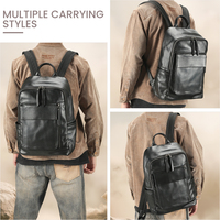 Sac à dos portable en cuir véritable DUJIANG avec bandoulière arquée, poignée souple et doublure en polyester pour les voyages d'affaires et les loisirs