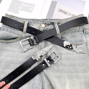 Ceinture fine en cuir PU <span class=keywords><strong>noir</strong></span> style punk hip-hop vintage pour femmes, avec rivets croix et épée, idéale pour les pantalons des jeunes hommes. - Product Image 6