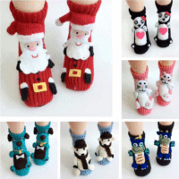 3d Carton Animal Antidérapant Tricoté Nouveauté Drôle Femmes Épais Chaussons Chauds Chaussettes