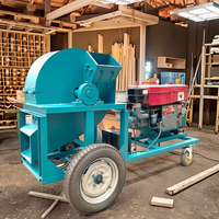 Broyeur de branches et de copeaux de bois multifonctionnel à haute productivité, broyeur mobile de bois de petite taille, machine à scier la paille, moteur 1T/H
