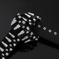 Ceinture en cuir PU noir style punk Y2K avec boucle ardillon en alliage en forme de balle, rivets et œillets, ceinture gothique ajustable, accessoire polyvalent
