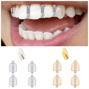 Grillz de Dientes de Moda Punk Hip Hop, Brillantes y Divertidos, con Clip Individual, en Color Oro y Plata, para Regalo - Product Image 1
