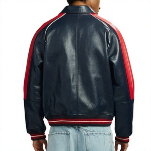 Veste de baseball en cuir pour homme, style varsity, color block, fermeture éclair, coupe classique, vêtement d'extérieur - Product Image 3