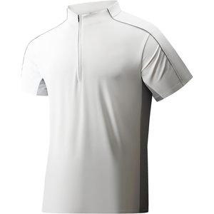 Polo de golf pour homme personnalisé, zippé, séchage rapide, haut de performance athlétique - Product Image 1