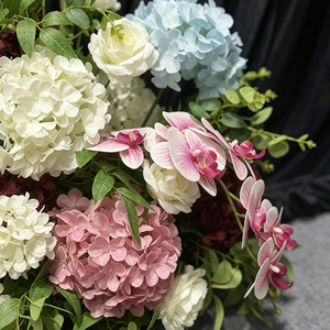 Elegante Camino de Flores Artificiales de Seda en Rosa Macaron, Azul y Blanco para el Pasillo de Boda, Recepción, Escenario, Decoración Floral para el Día de la Madre - Product Image 4