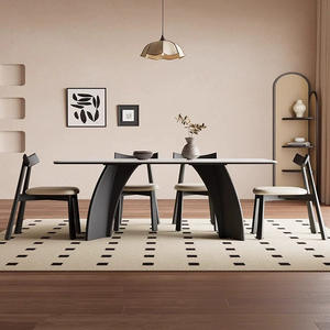 Ensemble table et chaises de salle à manger 4 pièces, plateau rectangulaire en pierre, style moderne minimaliste pour usage domestique - Product Image 2