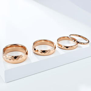 2468mm geometric design <b>tungsten</b> steel ring, unisex couple ring, non-fading <b>tungsten</b> gold pinky ring, jewelry. - Product Image 4