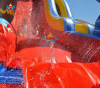 WINWAYTOYS Toboggan aquatique gonflable géant en PVC écologique, design palmier - Toboggan de piscine à double voie pour fête estivale en extérieur