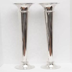 Nickle Plated <b>Tall</b> Flower <b>Vase</b> Home Decoration Luxury Design Trumpet Wholesale Unique Standard Decorating Trumpet Silver Color - Product Image 1