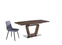 Mobilier de maison Table à manger extensible simple, élégante et moderne avec plateau recouvert d'acier inoxydable