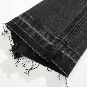 Pantalones Vaqueros de Mezclilla Azul Vintage con Lavado Pesado, Abertura en la Rodilla, Dobladillo Deshilachado, Estilo Americano, Corte Recto, Pierna Ancha, Algodón, para Invierno - Product Image 6