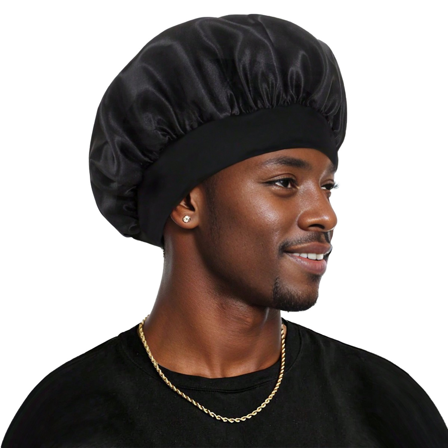 Fashion Solid Color Silky Satin Men Bonnet in Blue | Custom 