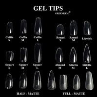 Tips de Gel para Uñas de Marca Privada, Uñas Postizas XL Cuadradas, Ataúd y Almendra, Puntas de Gel X para Presionar, Cubierta Completa Transparente, Puntas de Uñas de Gel Suave