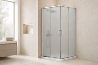 Cabine de douche moderne à double porte avec cadre en aluminium ODS, porte coulissante en verre, garantie 5 ans