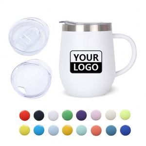 แก้วไวน์สแตนเลสเก็บความร้อนความเย็น ขนาด 12 ออนซ์ ลายโลโก้ตามสั่ง พร้อมฝาปิด - Product Image 1