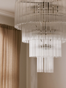 Grande <span class=keywords><strong>Lampadario</strong></span> <span class=keywords><strong>Vintage</strong></span> in Stile Moderno di Metà Secolo con Aste in <span class=keywords><strong>Vetro</strong></span> - Product Image 6