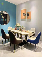 Meubles de salle à manger modernes, table à manger rectangulaire en céramique et verre de style nordique, ensemble de table à manger avec chaises à vendre