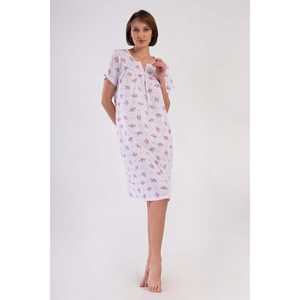 Camisón de algodón para mujer, manga corta, estilo clásico, ropa de dormir de tejido suave, azul - Product Image 1