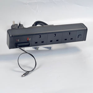 Pince de table multi-prises avec câble USB C rétractable Compatible UK US EU Standard Clamp on Desk Power Socket - Product Image 4