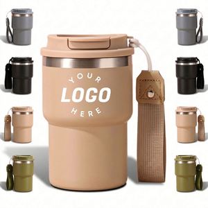 Custom Logo 14Oz Double Wall Promotional Gift Stainless Steel Cup Vacuum <b>Insulated</b> Travel Coffee <b>Mug</b> With Rope Handle - Product Image 1