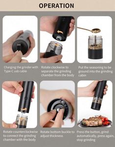 Rechargeable New Smart USB Salt Electric Salt and <b>Pepper</b> Mill Rechargeable Salt and <b>Pepper</b> <b>Grinder</b> Set - Product Image 4