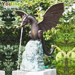 Popüler modern avlu dekorasyon metal bronz ejderha çeşme heykeli satılık