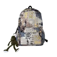 Genç kız erkek dekoratif grafiti sprey sokak sanatı sırt çantası moda seyahat sırt çantası koleji okul Bookbag kadın erkek için