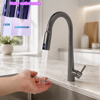 Robinet de cuisine moderne automatique sans contact avec fonction de tirage vers le bas et mélangeur d'eau froide, capteur numérique LED