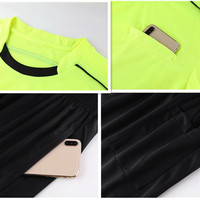 Tenue d'arbitre de football professionnelle 25/26 pour homme – Maillot de football à col ras du cou et short à trois poches 100 % polyester imprimé par transfert thermique