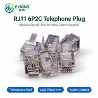Connecteur modulaire RJ12 6P6C, connecteur téléphonique transparent en PC pour interphone, système d'alarme de sécurité
